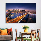 Sunset Over Manhattan Bridges Wall Art
