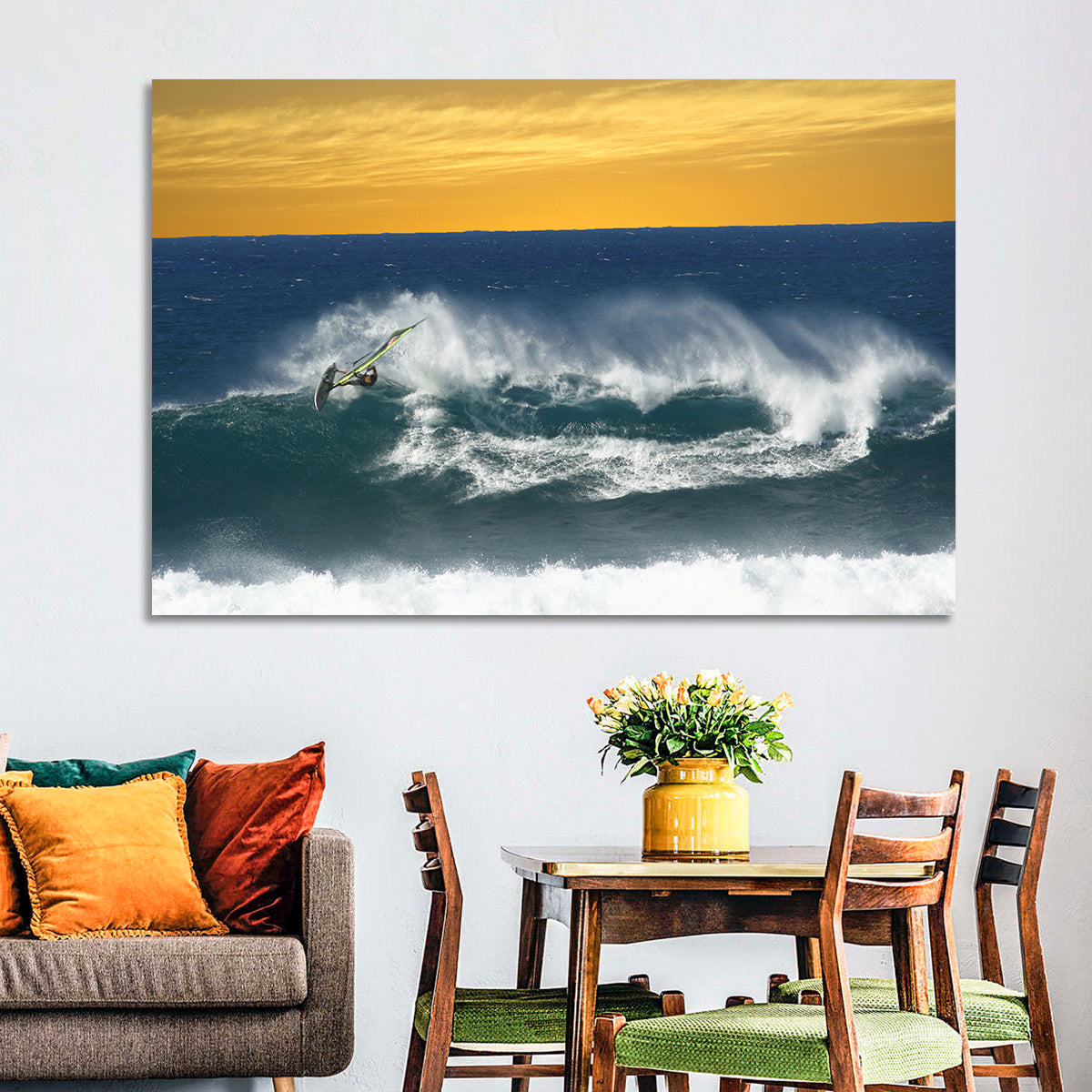 Windsurfer at Golden Wave Wall Art