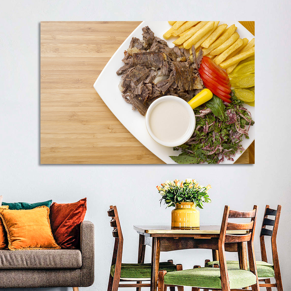 Shawarma and Fries Flat Lay Wall Art