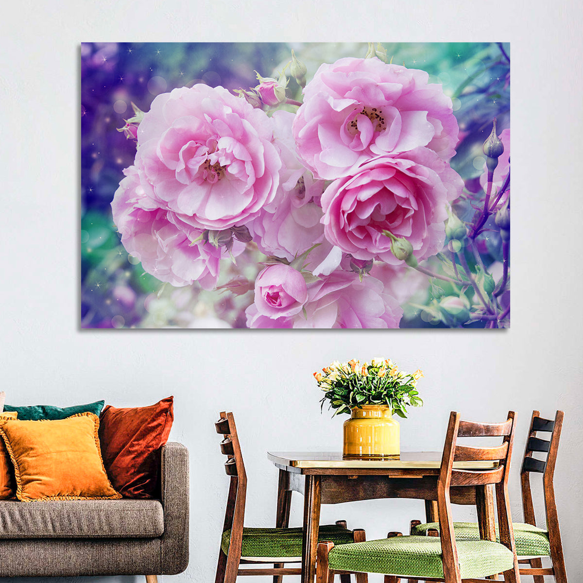 Springtime Pink Rose Cluster Wall Art