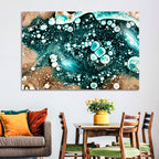 Teal Oil and Water Bubble Abstract Wall Art