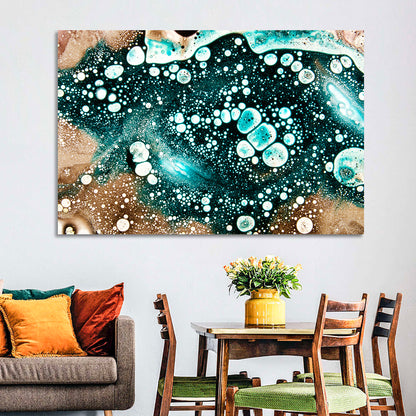 Teal Oil and Water Bubble Abstract Wall Art