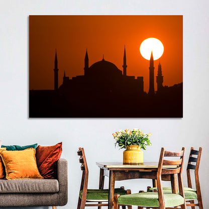 Hagia Sophia Silhouette at Sunset Wall Art