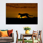 Cougar Silhouette at Sunset Wall Art
