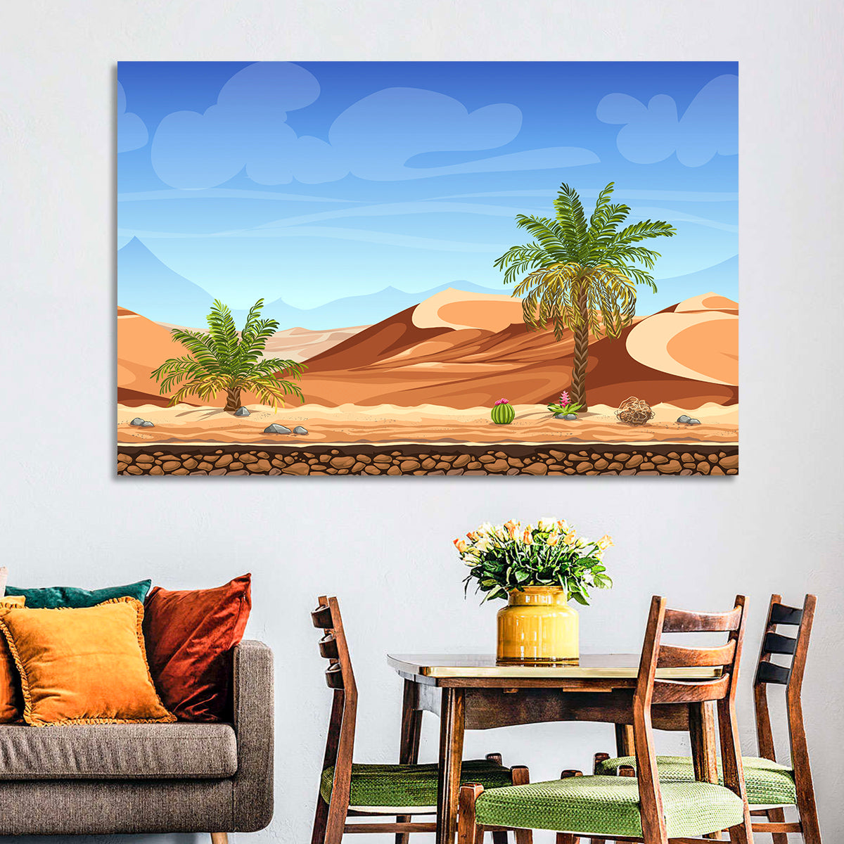 Digital Desertscape Wall Art in a room, landscape