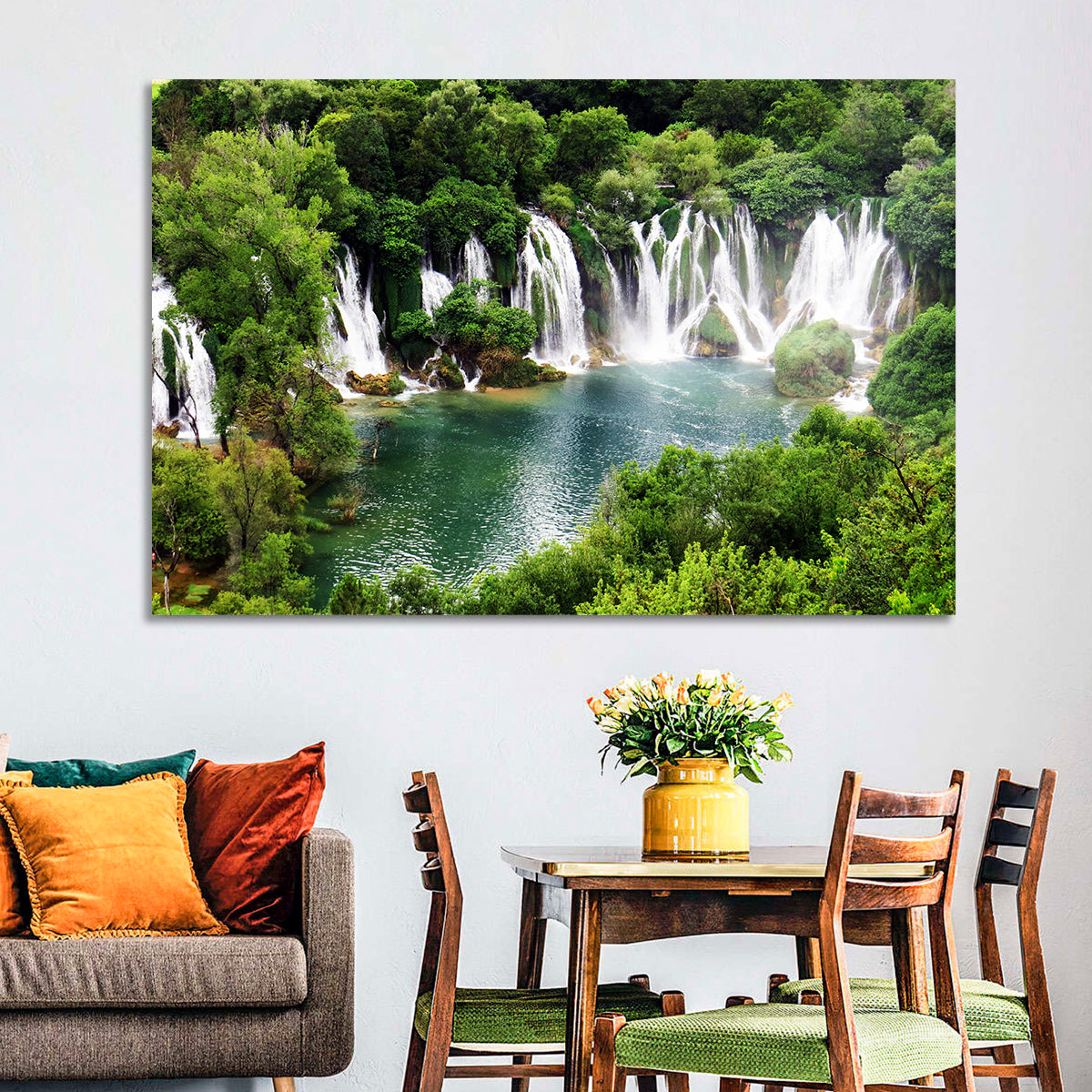 Kravice Falls Wall Art in a room, landscape