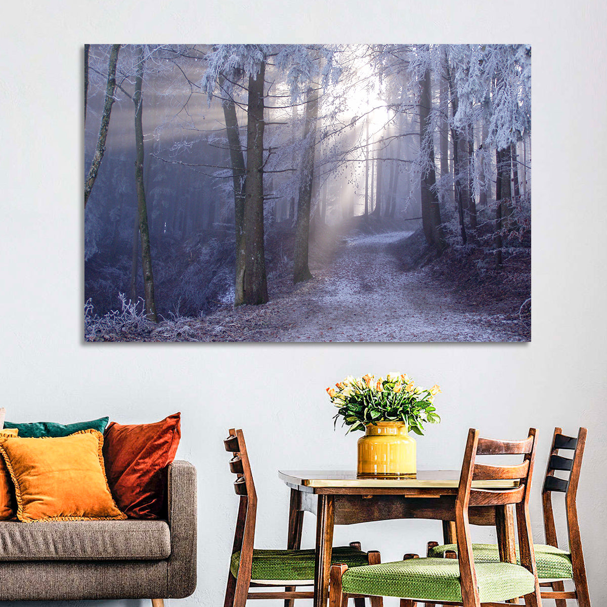 Frosted Forest Path at Dawn Wall Art