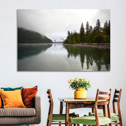 Foggy Lake Crescent Reflection Wall Art