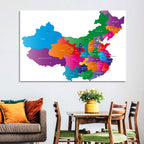 Colorful China Provinces Map Wall Art