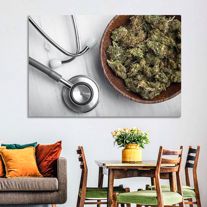 Stethoscope and Medical Cannabis Still Life Wall Art