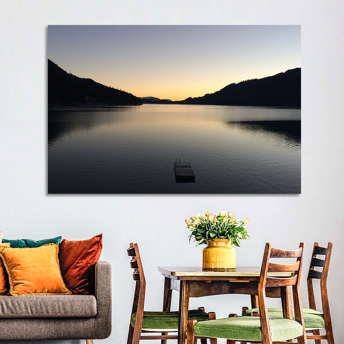 Lake Cushman Dock at Dusk Wall Art