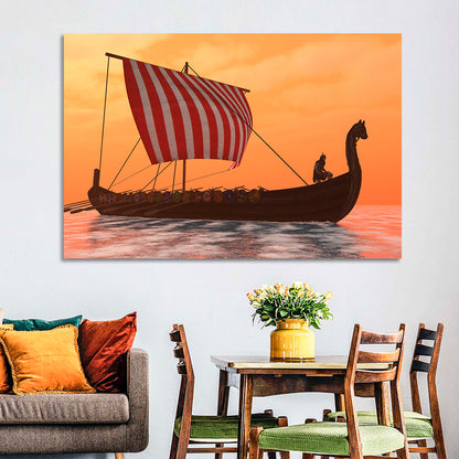 Viking Longship at Dusk Wall Art