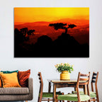 Gnarled Tree at African Sunset Wall Art