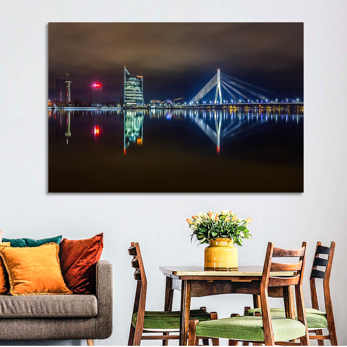 Vanšu Bridge Night Skyline Wall Art