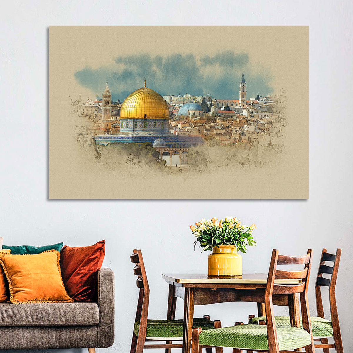Dome of the Rock Watercolor Study Wall Art