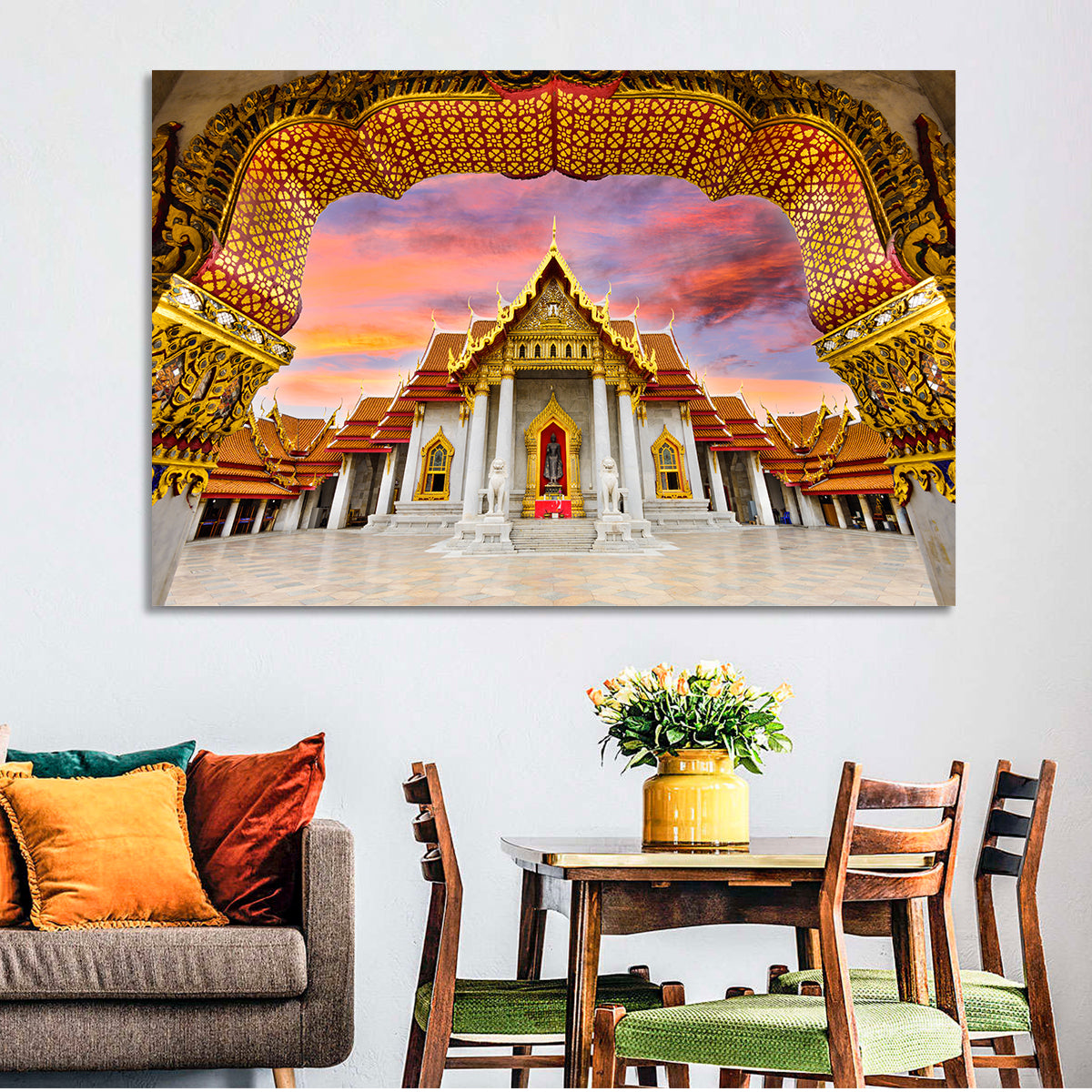 Marble Temple at Sunset Wall Art in a room, landscape