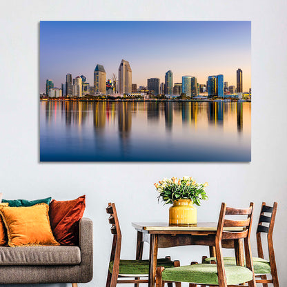 San Diego Skyline at Golden Dusk Wall Art