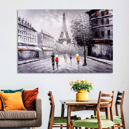 Paris Street with Eiffel Tower Wall Art