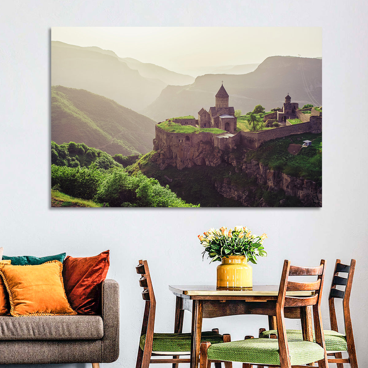 Tatev Monastery at Golden Hour Wall Art in a room, landscape