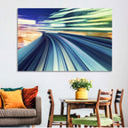 Curved Monorail Light Trails Wall Art