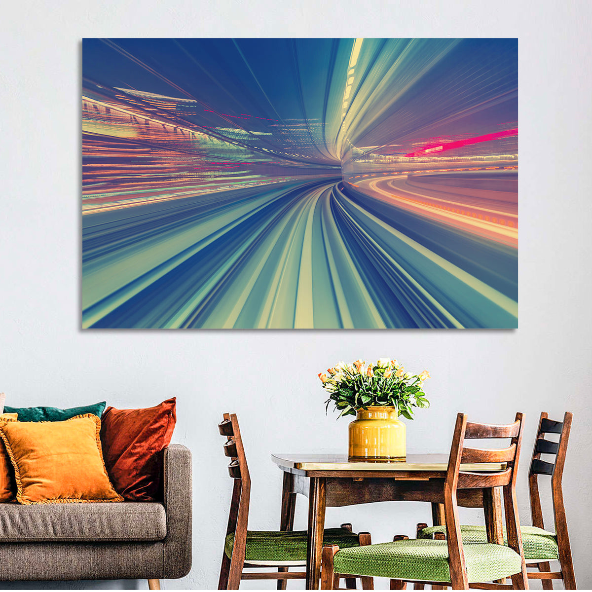 Monorail Night Light Trails Wall Art
