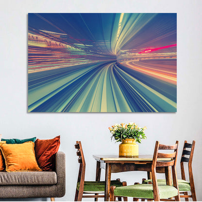 Monorail Night Light Trails Wall Art