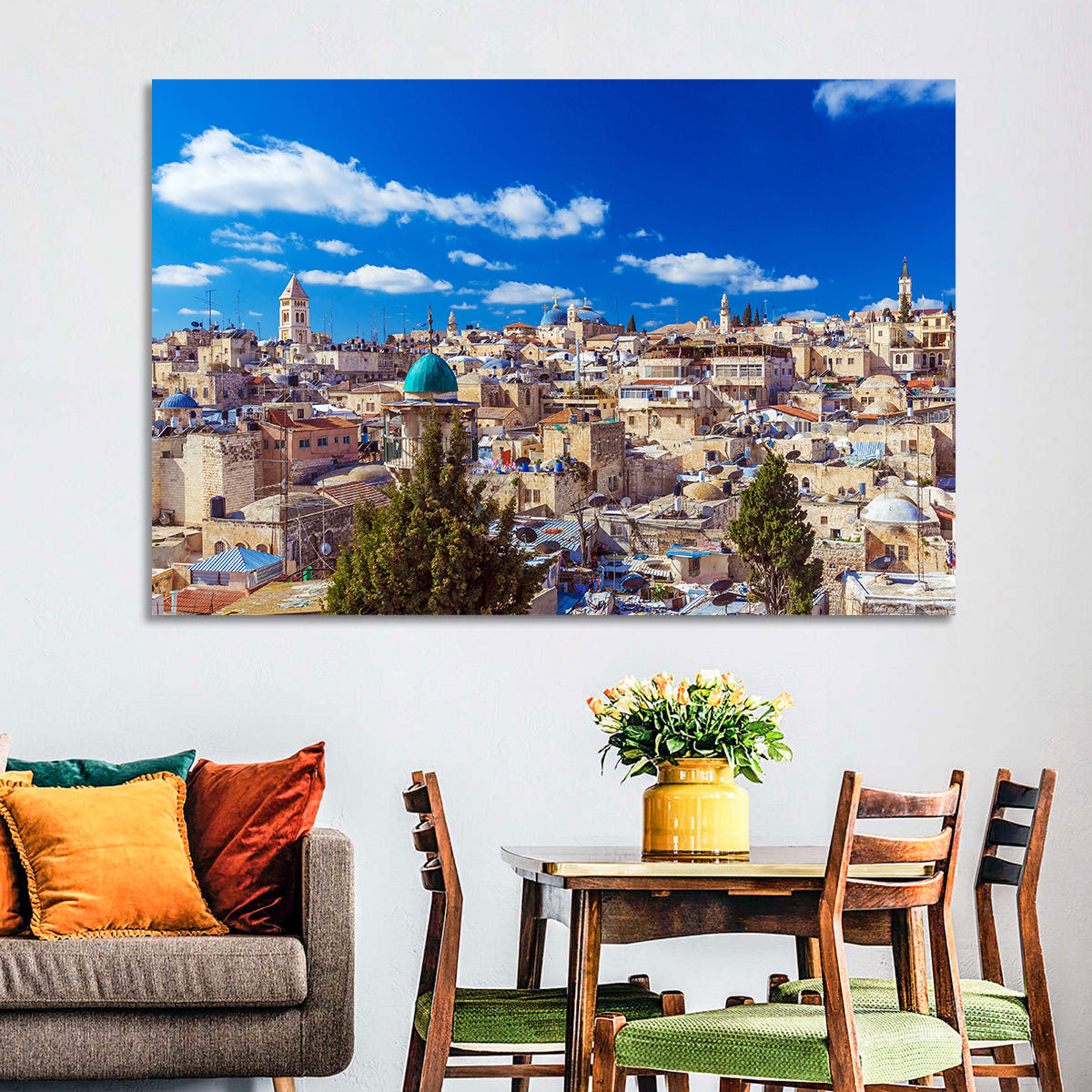 Jerusalem Old City Rooftops Wall Art in a room, landscape