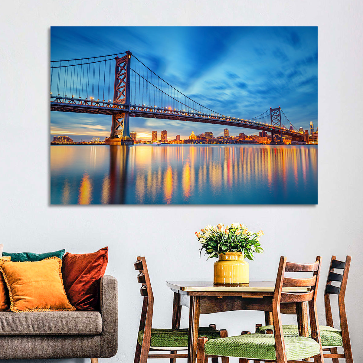 Benjamin Franklin Bridge Twilight Wall Art