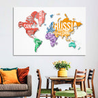 Colorful Country Name World Map Wall Art