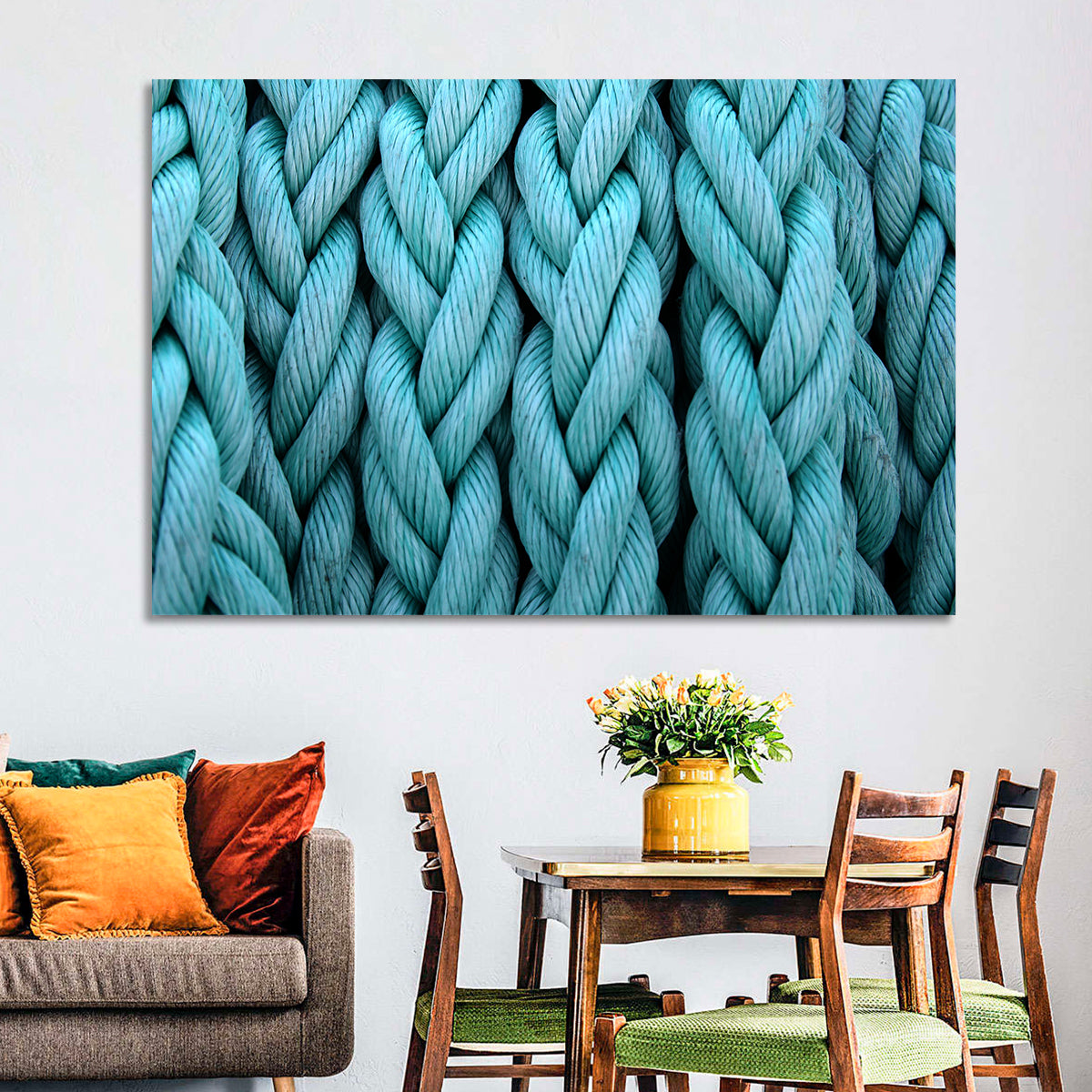 Turquoise Nautical Rope Close-up Wall Art