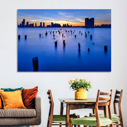 Jersey City Skyline at Dusk Wall Art