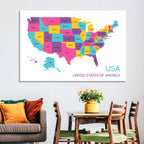 Detailed United States Map Wall Art