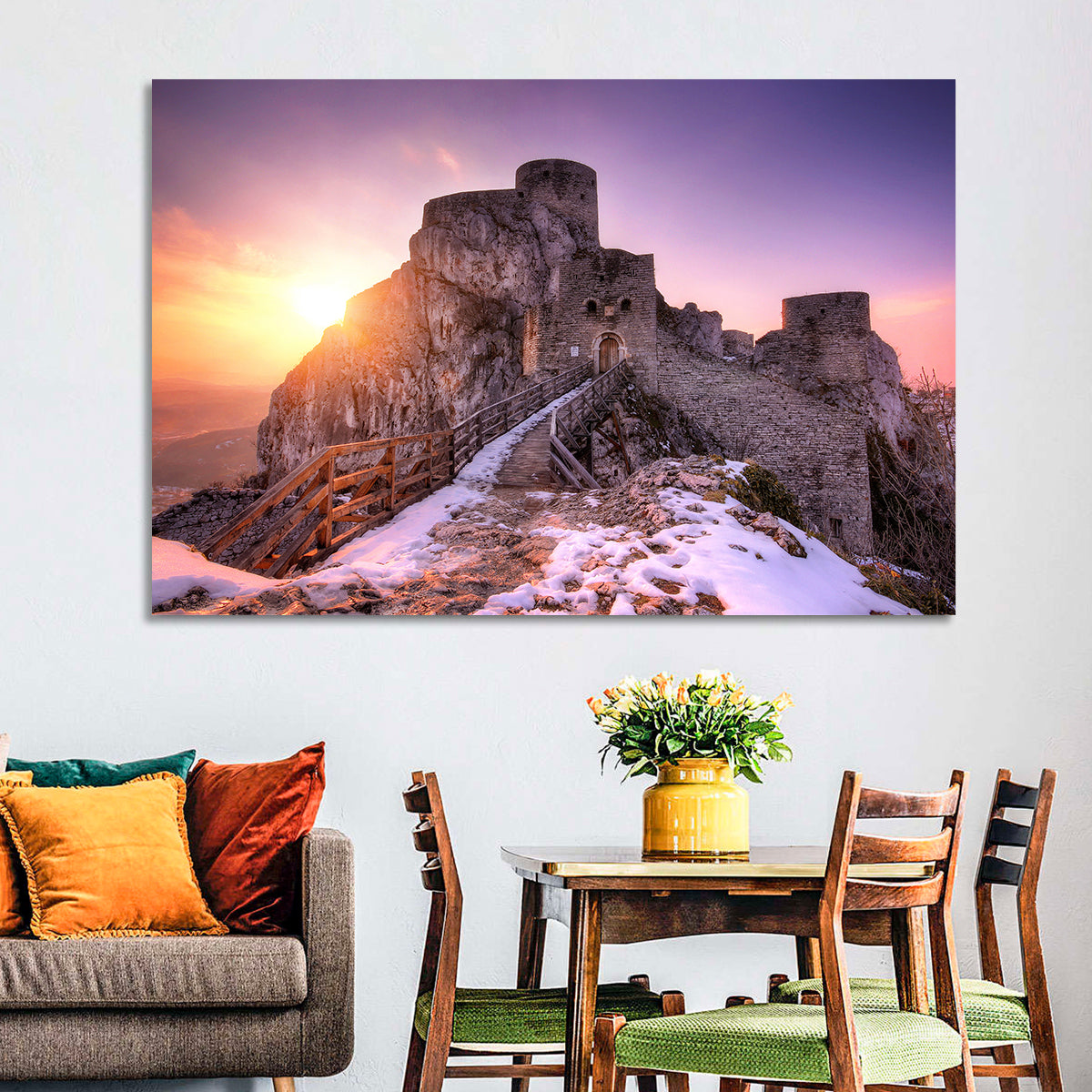 Ogrodzieniec Castle Ruins Wall Art in a room, landscape