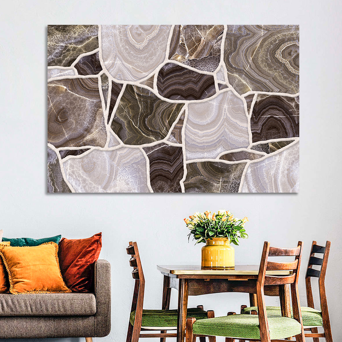 Banded Stone Mosaic Wall Art