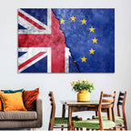 Divided Union Jack and Eu Flag Wall Art