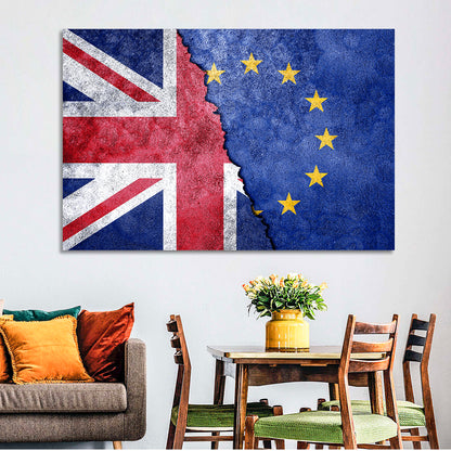 Divided Union Jack and Eu Flag Wall Art