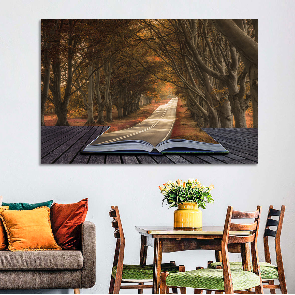 Surreal Book Pathway Wall Art in a room, landscape