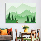Misty Green Hills Illustration Wall Art
