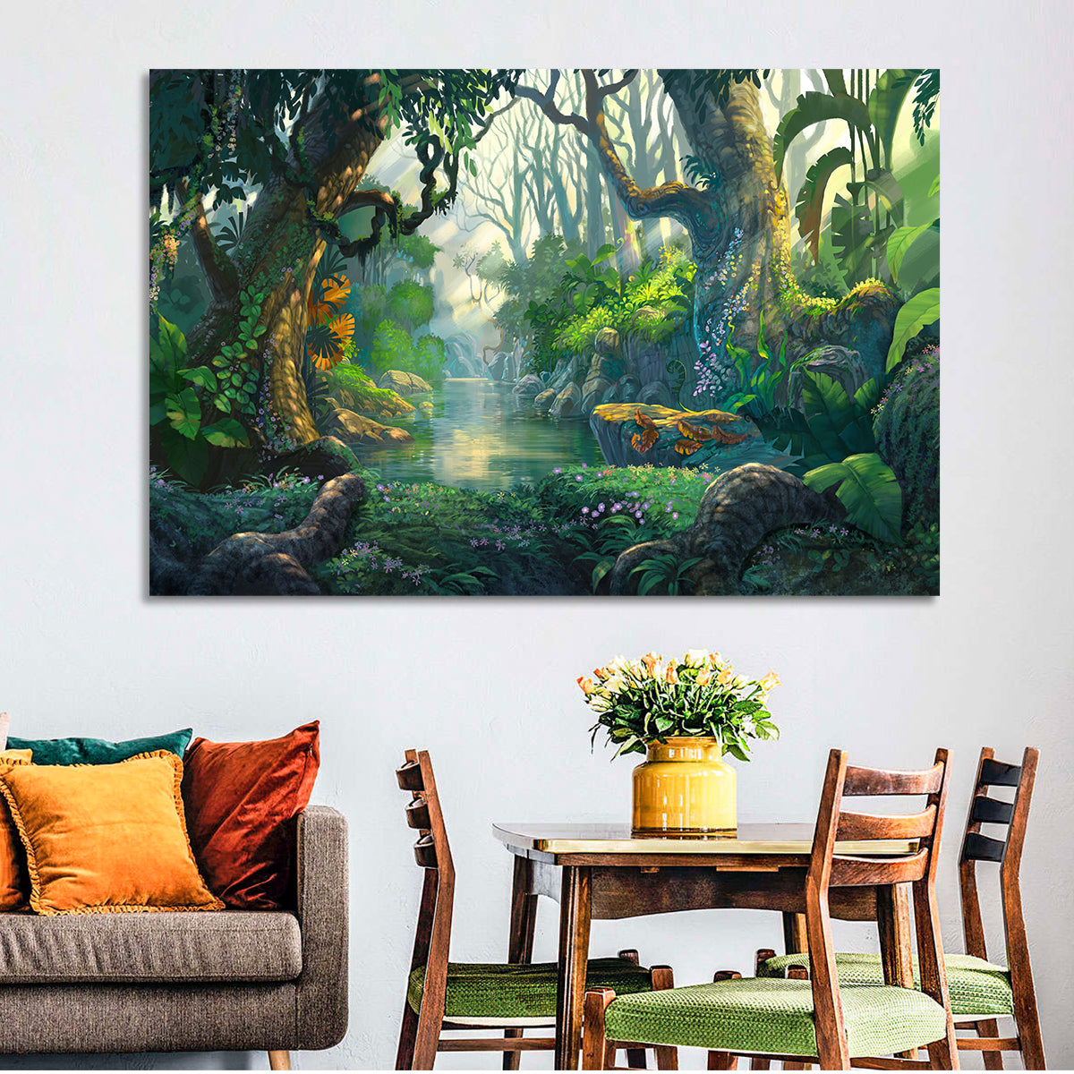 Sunlit Jungle River Wall Art