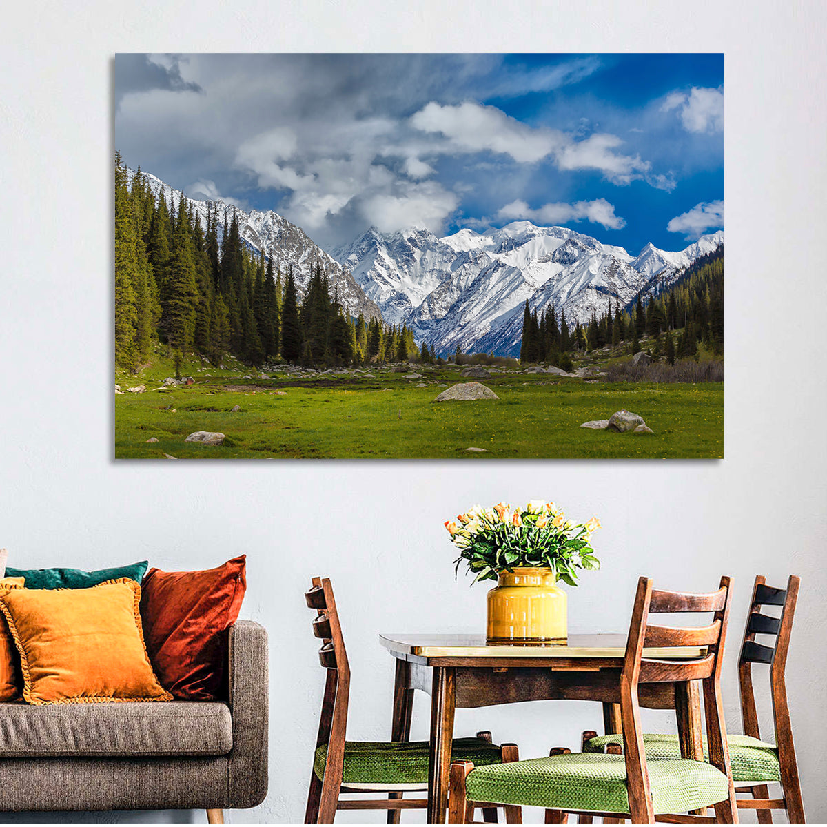 Ala Archa Meadow and Peaks Wall Art in a room, landscape