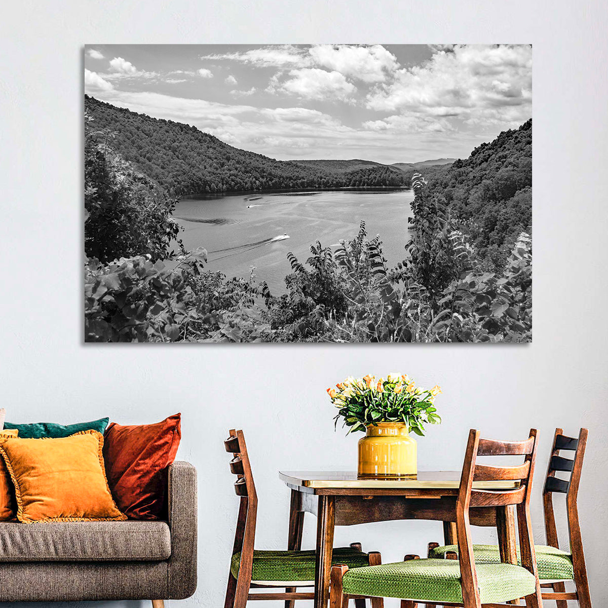 Lake Moomaw Wall Art in a room, landscape