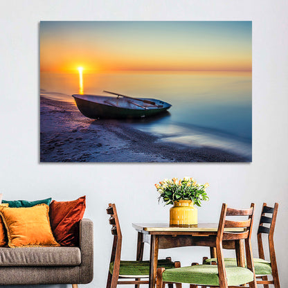 Rowboat Sunrise Seascape Wall Art