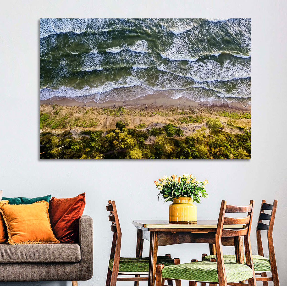 Aerial Waves Over Sandy Cliff Wall Art