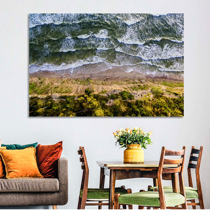 Aerial Waves Over Sandy Cliff Wall Art