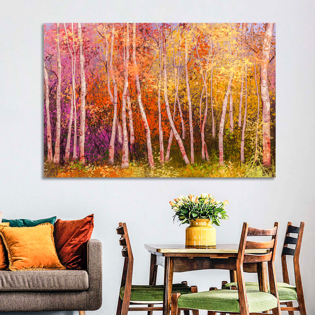 Vibrant Autumn Birch Grove Wall Art