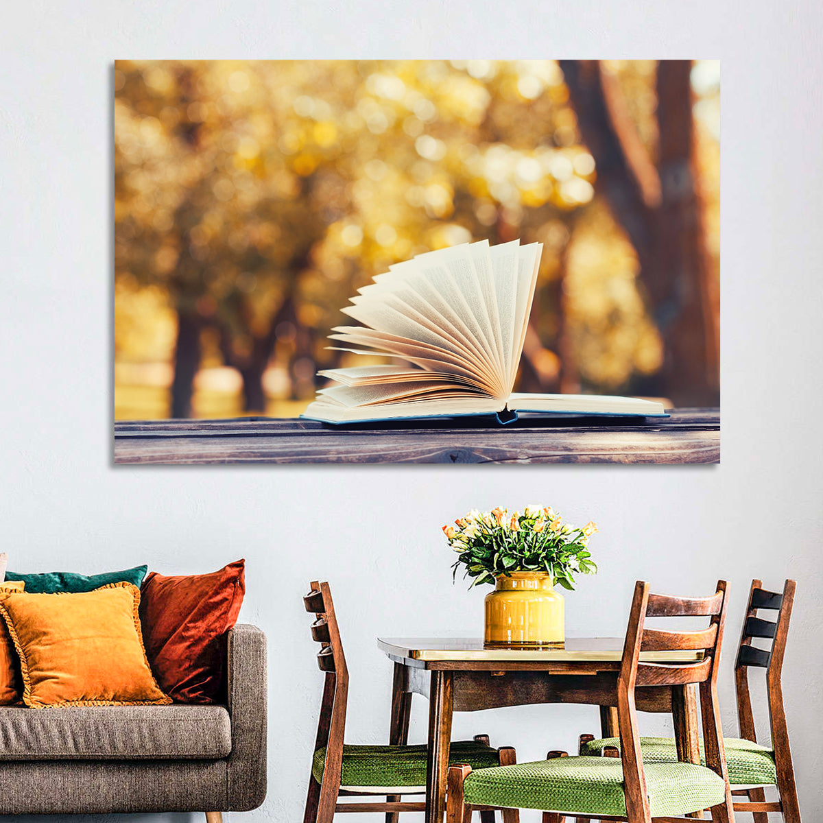Open Book in Golden Autumn Light Wall Art