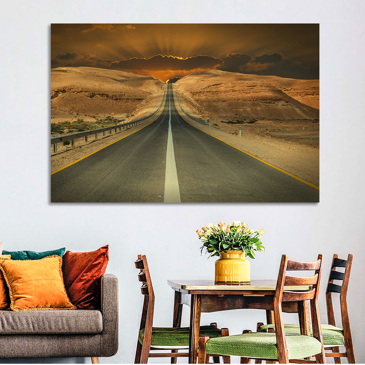 Negev Road at Sunset Wall Art in a room, landscape