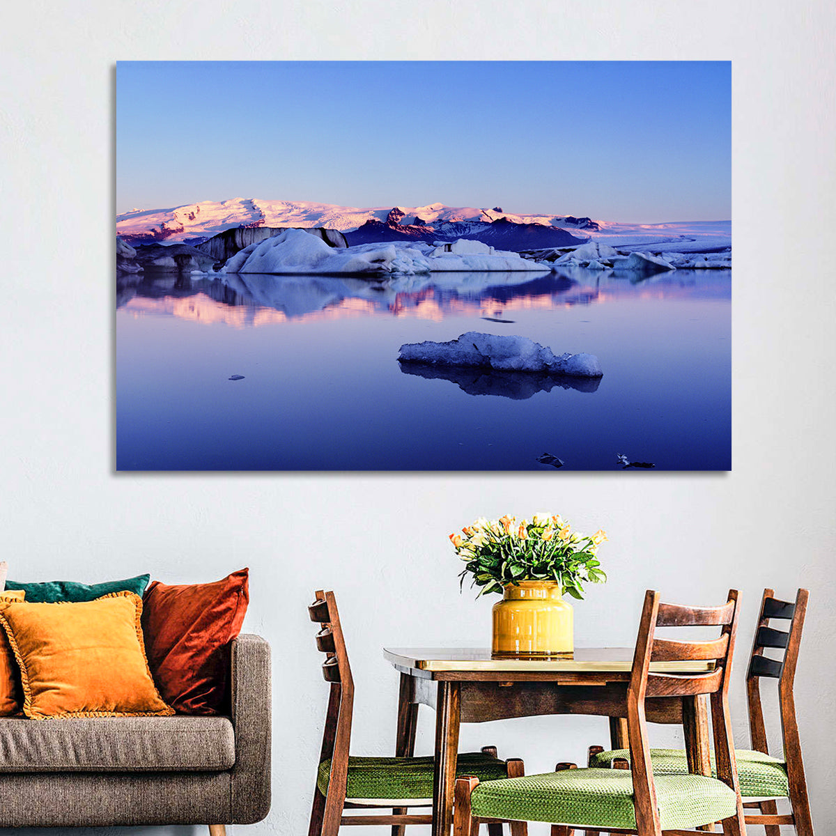 Jokulsarlon Glacier Lagoon Wall Art in a room, landscape