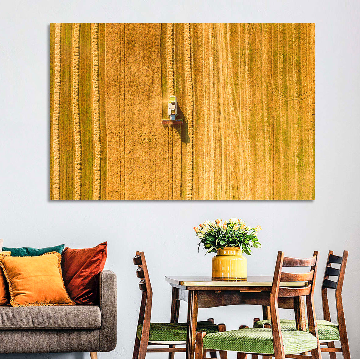 Aerial Wheat Harvest Wall Art