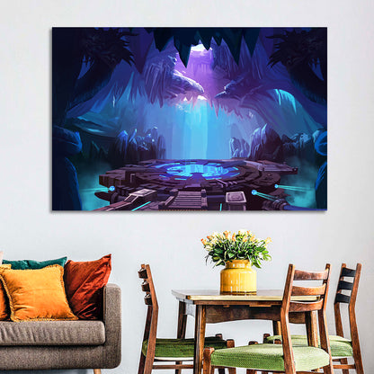 Alien Cave with Glowing Portal Wall Art